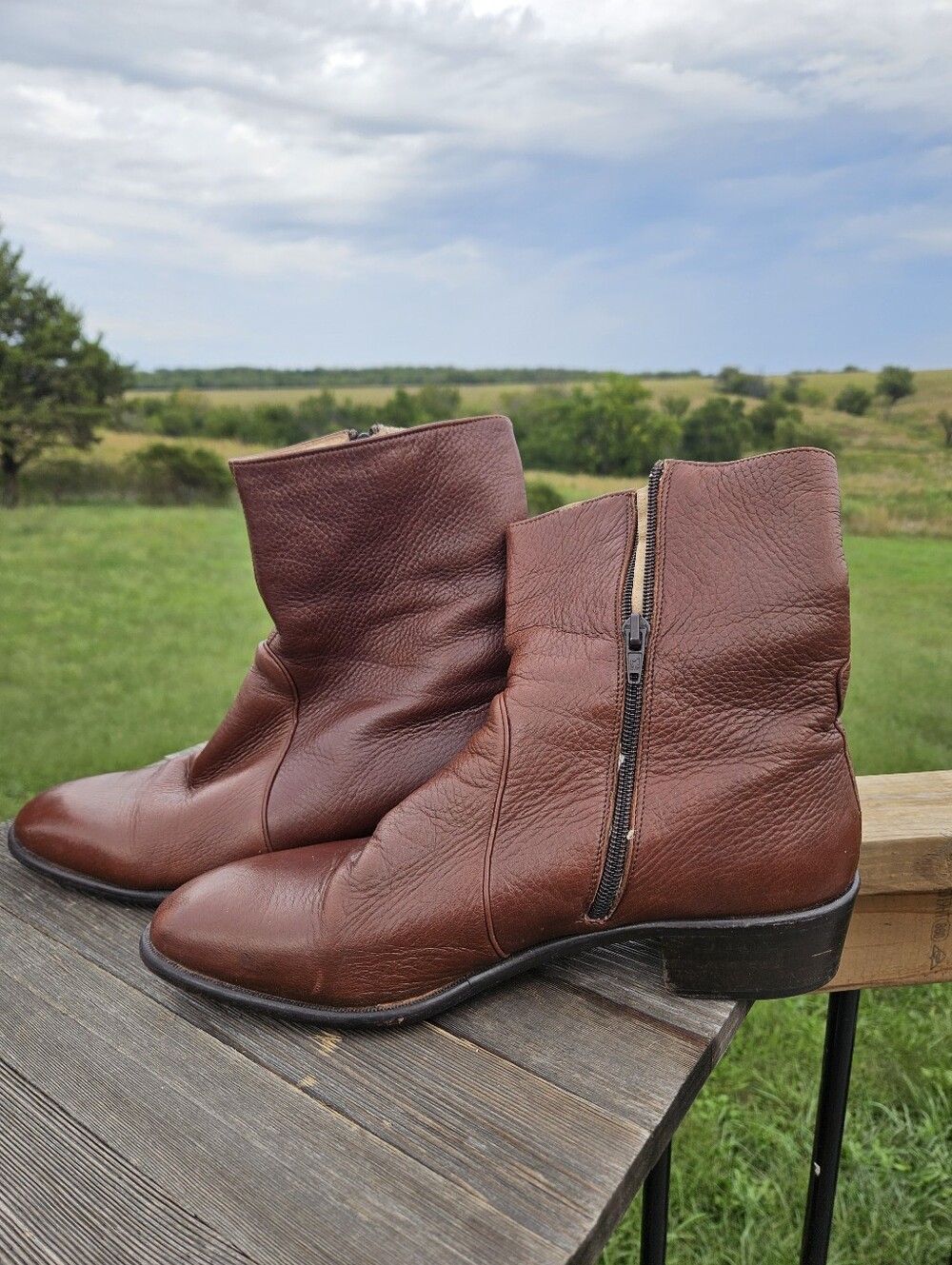 Danielle Ferradini Vintage Italian Brown Leather Boots Women 9.5 M Western Boho